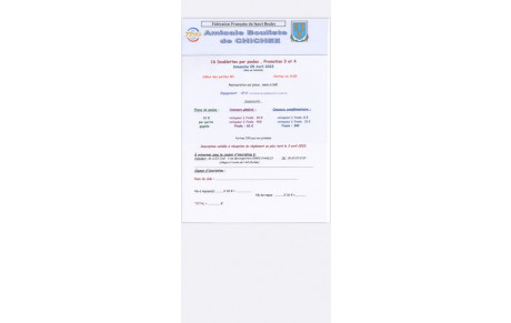 16 doublettes à CHICHEE : 9 Avril 2023